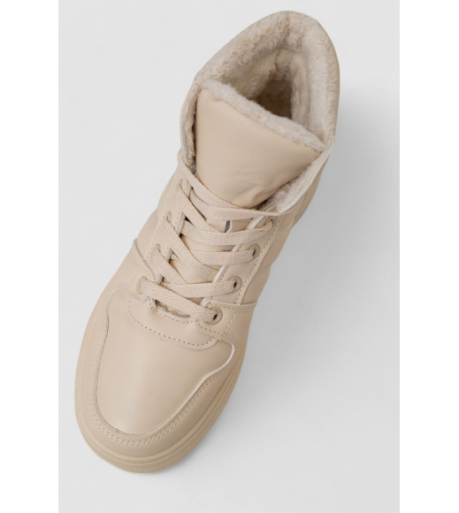 Кроссовки женские зимние на меху, цвет бежевый, 248RAM022