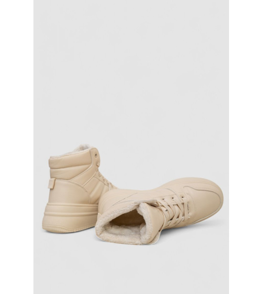Кроссовки женские зимние на меху, цвет бежевый, 248RAM022