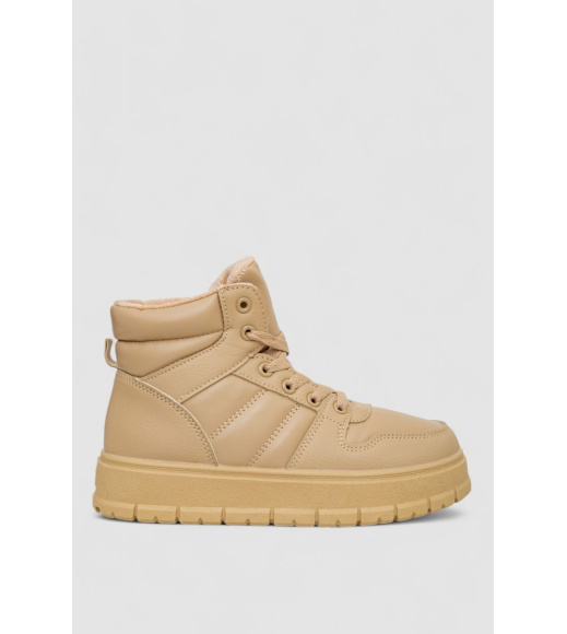 Кроссовки женские зимние на меху, цвет темно-бежевый, 248RMB03