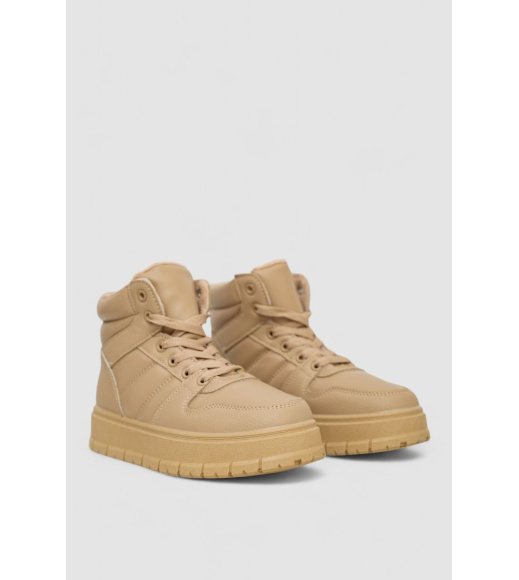 Кроссовки женские зимние на меху, цвет темно-бежевый, 248RMB03