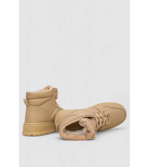 Кроссовки женские зимние на меху, цвет темно-бежевый, 248RMB03