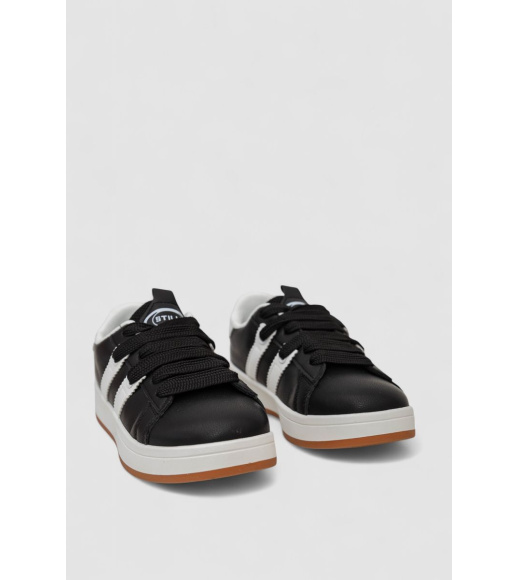 Кроссовки женские кожа, цвет черно-белый, 248RJH900-5