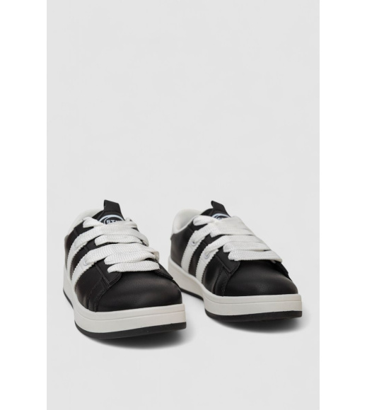 Кроссовки женские кожа, цвет черно-белый, 248RJH900-1