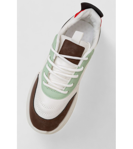 Кроссовки женские демисезонные, цвет бело-коричневый, 243R2023-15