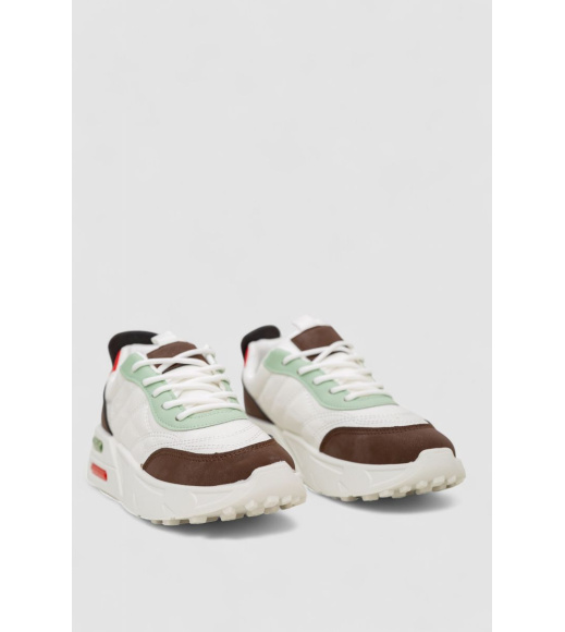 Кроссовки женские демисезонные, цвет бело-коричневый, 243R2023-15