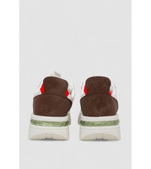 Кроссовки женские демисезонные, цвет бело-коричневый, 243R2023-15