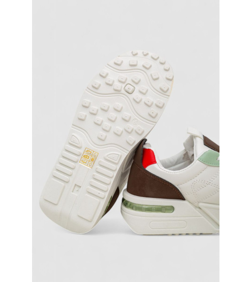 Кроссовки женские демисезонные, цвет бело-коричневый, 243R2023-15