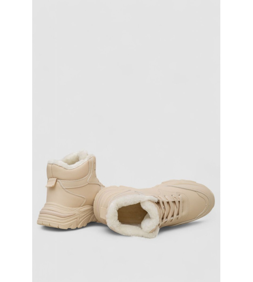 Кроссовки женские зимние на меху, цвет бежевый, 248RDM07