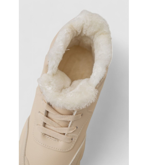 Кроссовки женские зимние на меху, цвет бежевый, 248RDM07