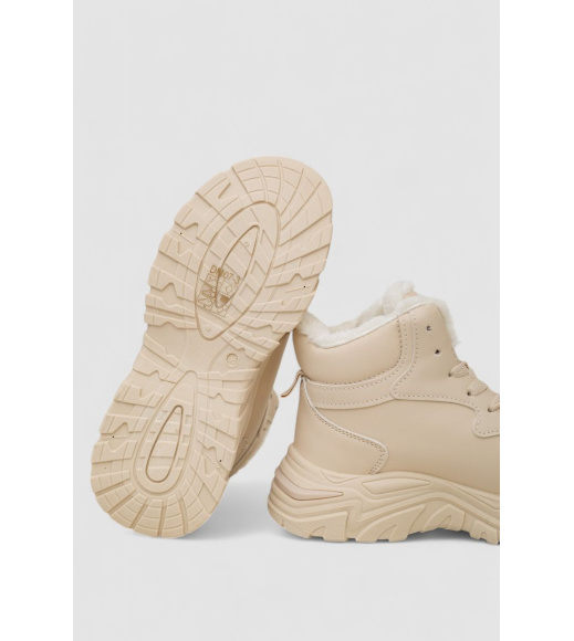 Кроссовки женские зимние на меху, цвет бежевый, 248RDM07