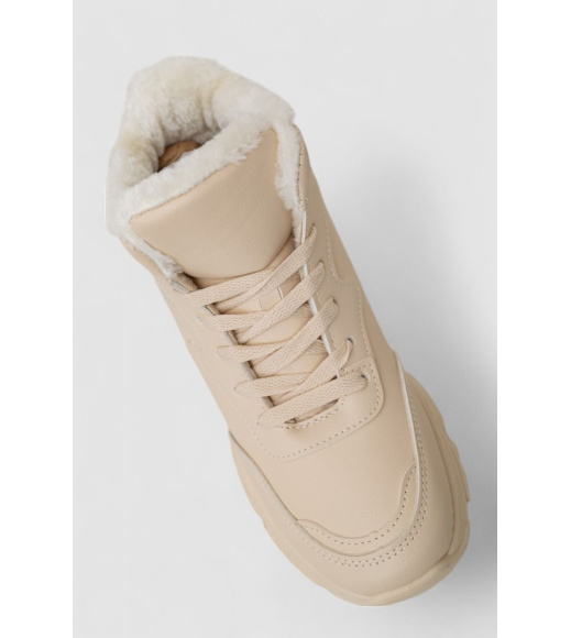 Кроссовки женские зимние на меху, цвет бежевый, 248RDM07