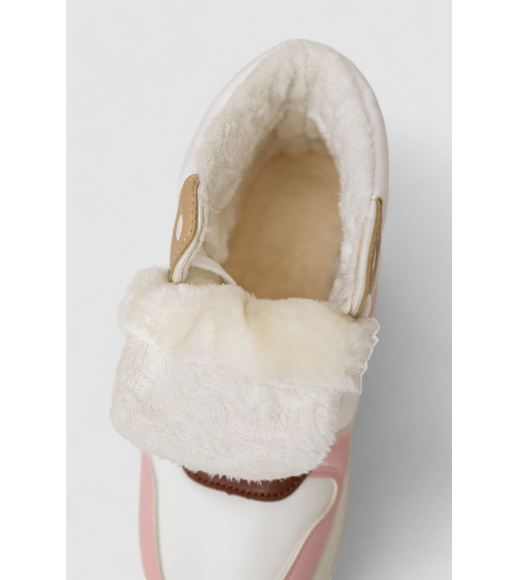 Кроссовки женские зимние на меху, цвет бело-розовый, 248RQT12