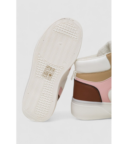 Кроссовки женские зимние на меху, цвет бело-розовый, 248RQT12