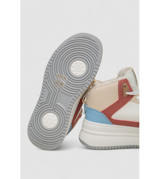 Кроссовки женские зимние на меху, цвет бело-красный, 248RAM09-96