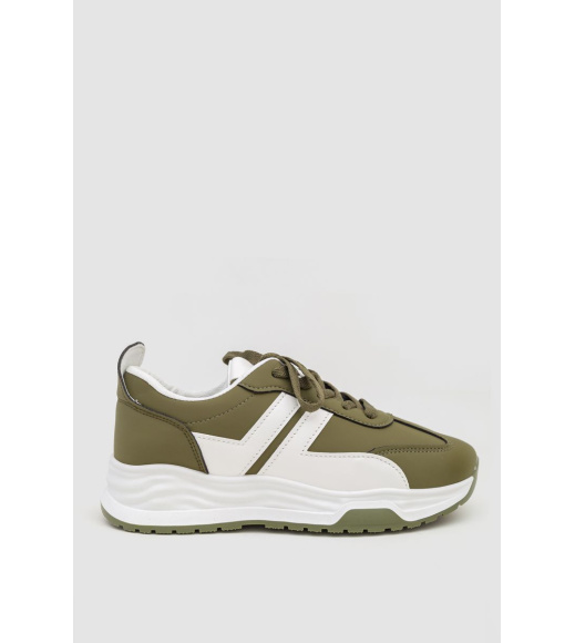 Кроссовки женские экокожа, цвет хаки, 243R186-126