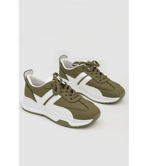 Кроссовки женские экокожа, цвет хаки, 243R186-126