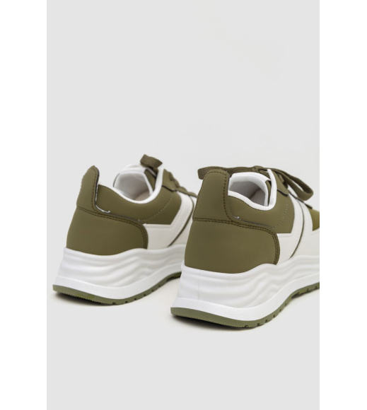 Кроссовки женские экокожа, цвет хаки, 243R186-126