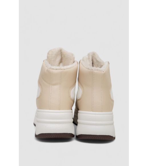 Кроссовки женские зимние на меху, цвет бежево-коричневый, 248RAM015