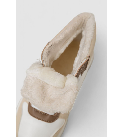 Кроссовки женские зимние на меху, цвет бежево-коричневый, 248RAM015