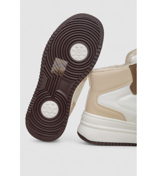 Кроссовки женские зимние на меху, цвет бежево-коричневый, 248RAM015