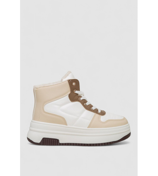 Кроссовки женские зимние на меху, цвет бежево-коричневый, 248RAM015