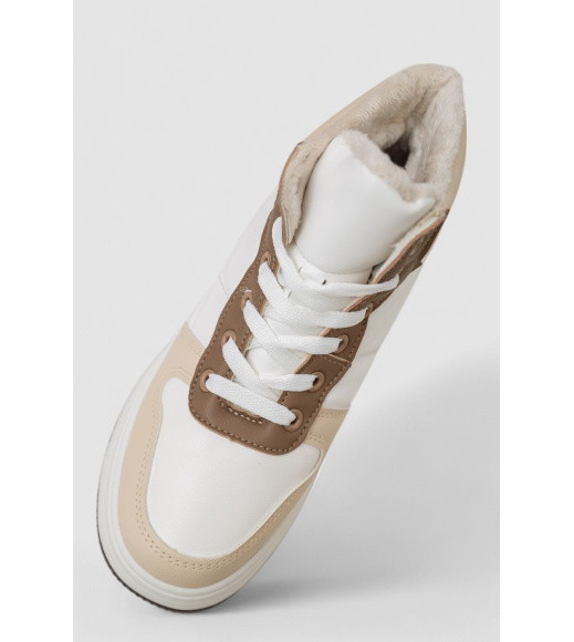 Кроссовки женские зимние на меху, цвет бежево-коричневый, 248RAM015