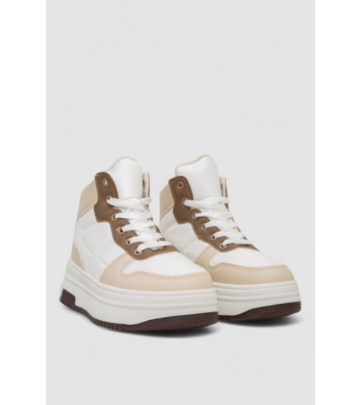 Кроссовки женские зимние на меху, цвет бежево-коричневый, 248RAM015