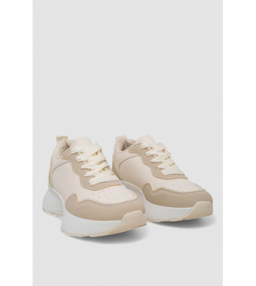 Кроссовки женские, цвет бело-бежевый, 248RXM60