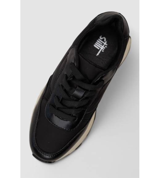 Кроссовки женские демисезонные, цвет черно-молочный, 248R214