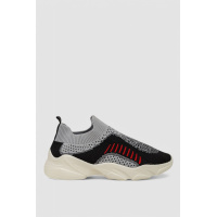 Слипоны женские текстильные, цвет черно-серый, 244R321C