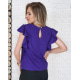 Фиолетовая блуза с вырезами и воланами