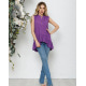 Фіолетова асиметрична блуза без рукавів з воланом