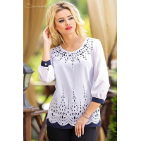 Волшебная белая блузка с утонченным кружевным узором из перфорации Seventeen 426.0950
