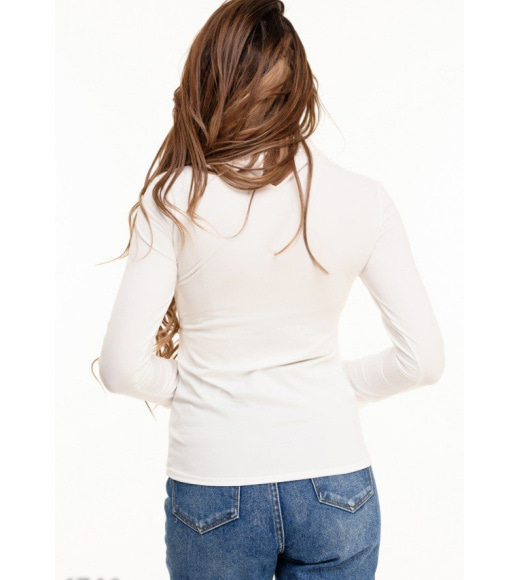 Белая блуза с кружевным воротничком и гипюровым верхом.
