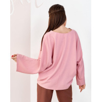 Рожева вільна блуза з кишенею