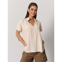 Бежевая свободная блуза из муслина