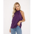 Фиолетовая блуза-халтер с бантом на спинке