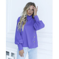 Фіолетова блуза з вставкою і рюшами