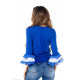 Яскраво-синя блуза з рукавами-воланами в іспанському стилі