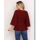 Бордовая блуза с баской и оригинальными рукавами