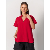 Красная свободная блуза из муслина