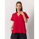 Красная свободная блуза из муслина