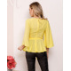 Жовта блуза з баскою і оригінальними рукавами