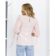Рожева комбінована блуза з рукавами-ліхтариками