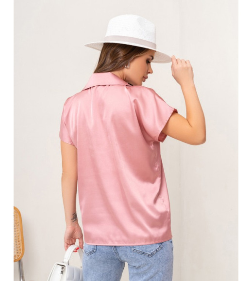 Рожева класична блуза з шовку