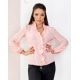 Розовая креповая блузка с рюшами