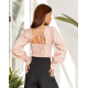 Розовая коттоновая блуза с жаткой на спинке