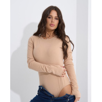 Бежевое боди из утепленного эластика