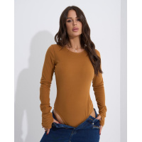 Горчичное боди из утепленного эластика