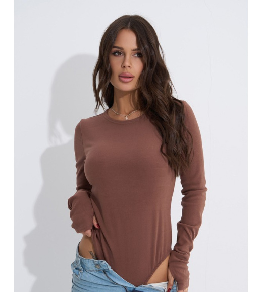 Коричневое боди из утепленного эластика